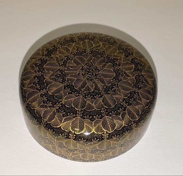 『沈金桐』前志芸男　輪島塗　沈金　桐 中棗　茶道具　茶器　的々斉　永田宗伴書付