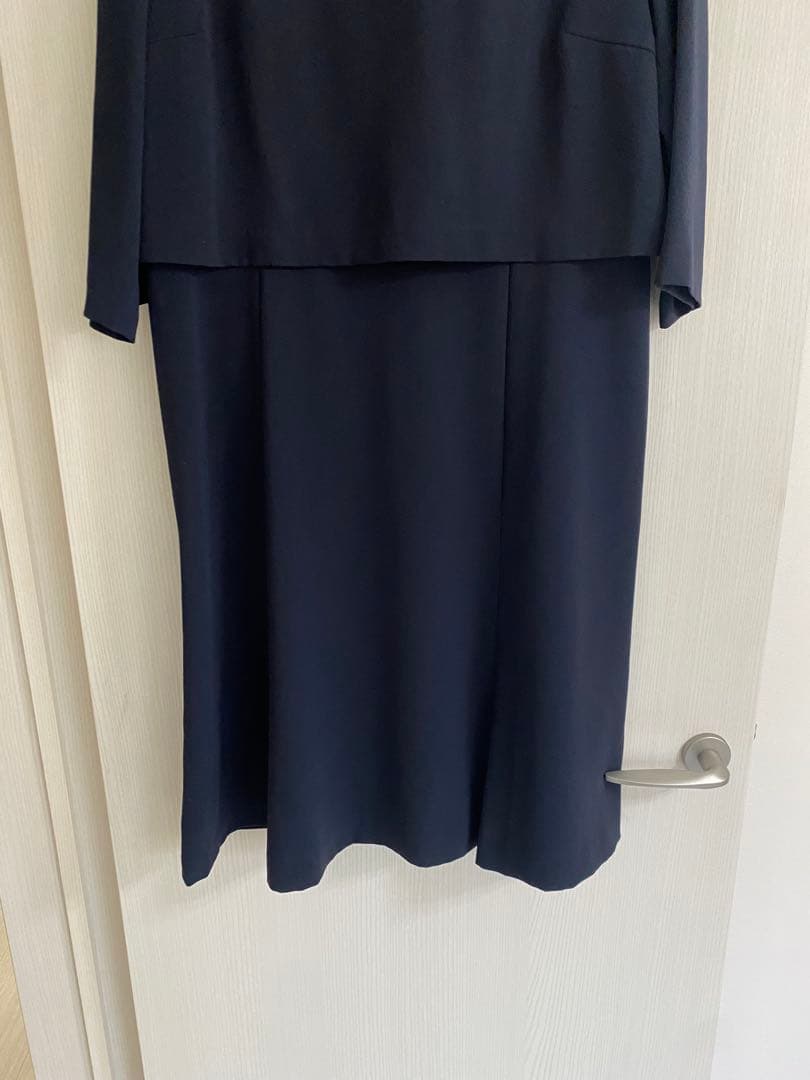 23区大きいサイズ44トリアセダブルジョーゼットネイビーワンピースセレモニー美品