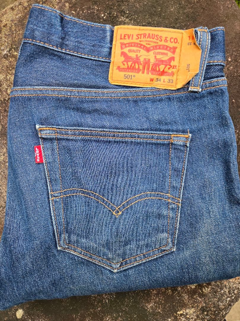 完成された縦落ち 希少W34 内股シングル Levi's 501