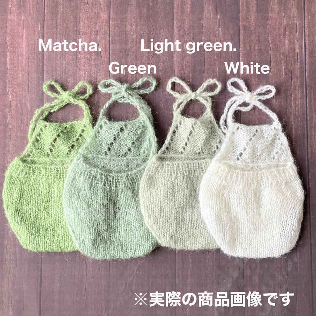 手編み風かごセット【編み込み緑辰】♪ニューボーンフォト撮影衣装　干支　たつ