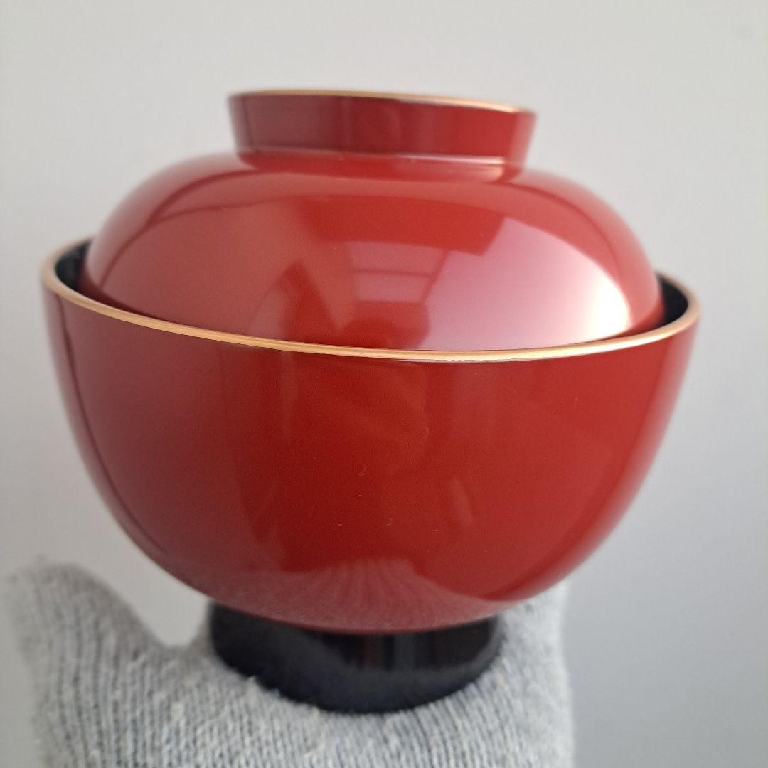 【輪島塗　金淵　合鹿椀×1客】布着本堅地　路幸作　未使用　在庫あり