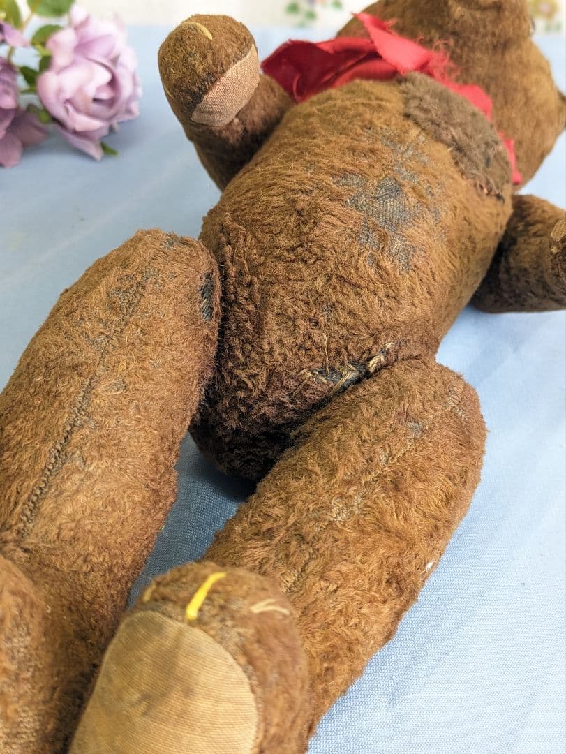 フランス アンティーク テディベア 34cm 1950年代 パッチワークあり