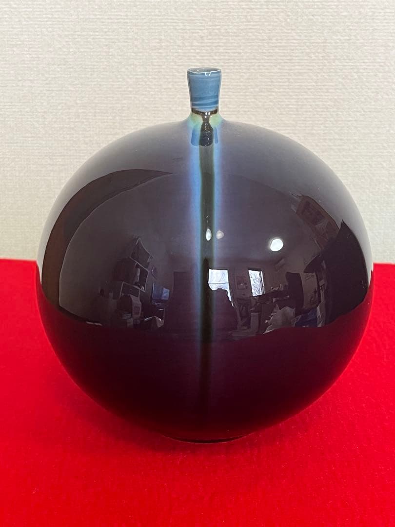 【希少】三代 人間国宝 徳田八十吉 (正彦銘)深厚耀彩 線文 壺 T302