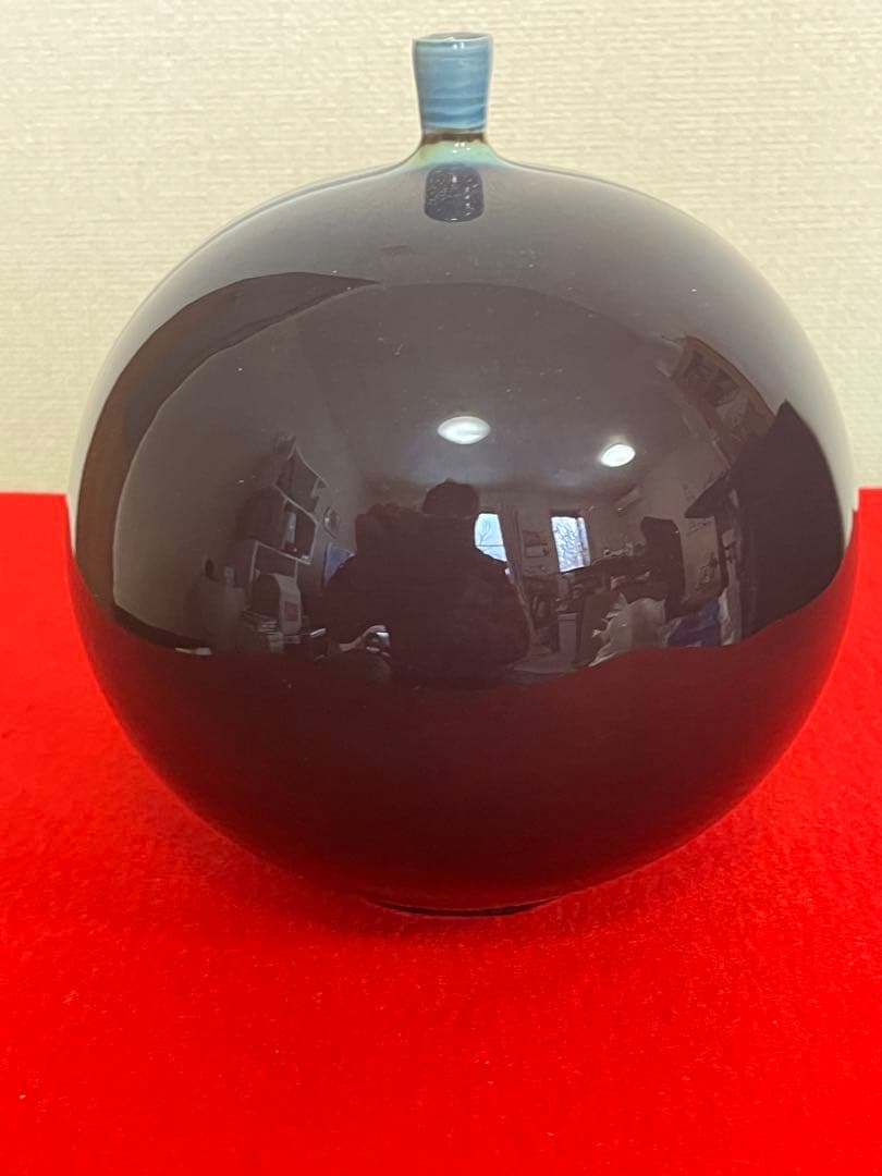 【希少】三代 人間国宝 徳田八十吉 (正彦銘)深厚耀彩 線文 壺 T302