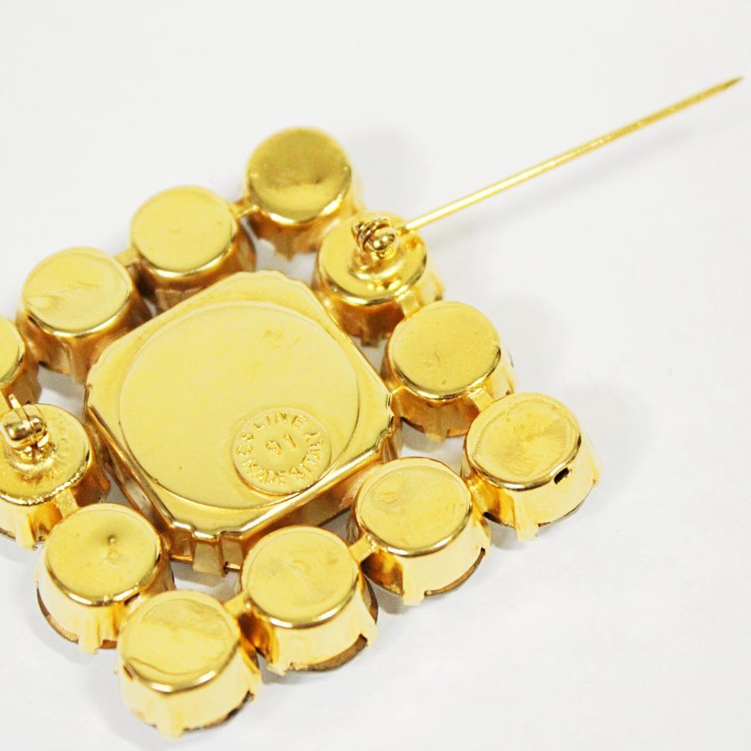 激レア 極美品 セリーヌ ピンブローチ ラインストーン ゴールド CELINE