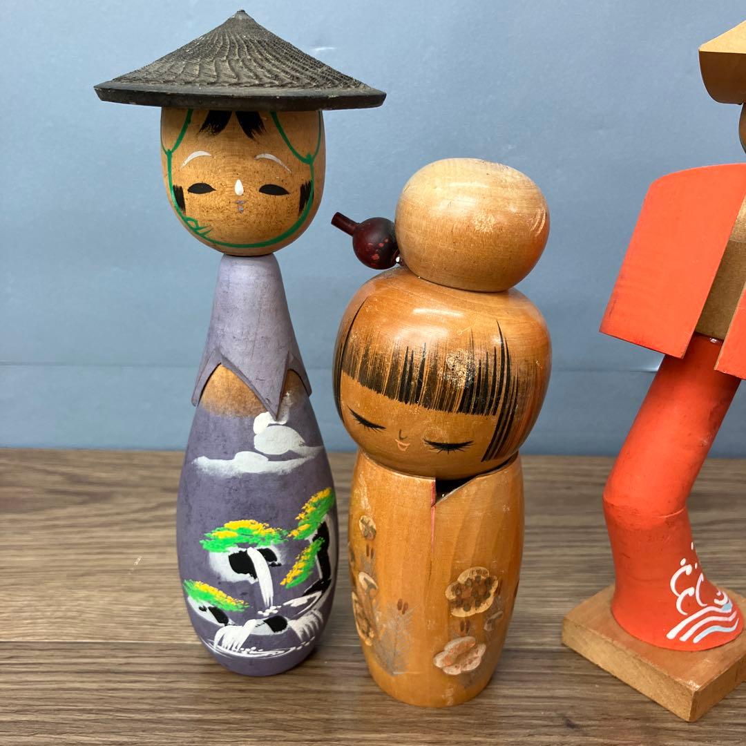 4F こけし まとめ売り 創作こけし 民芸品 木工品 11点セット アンティーク