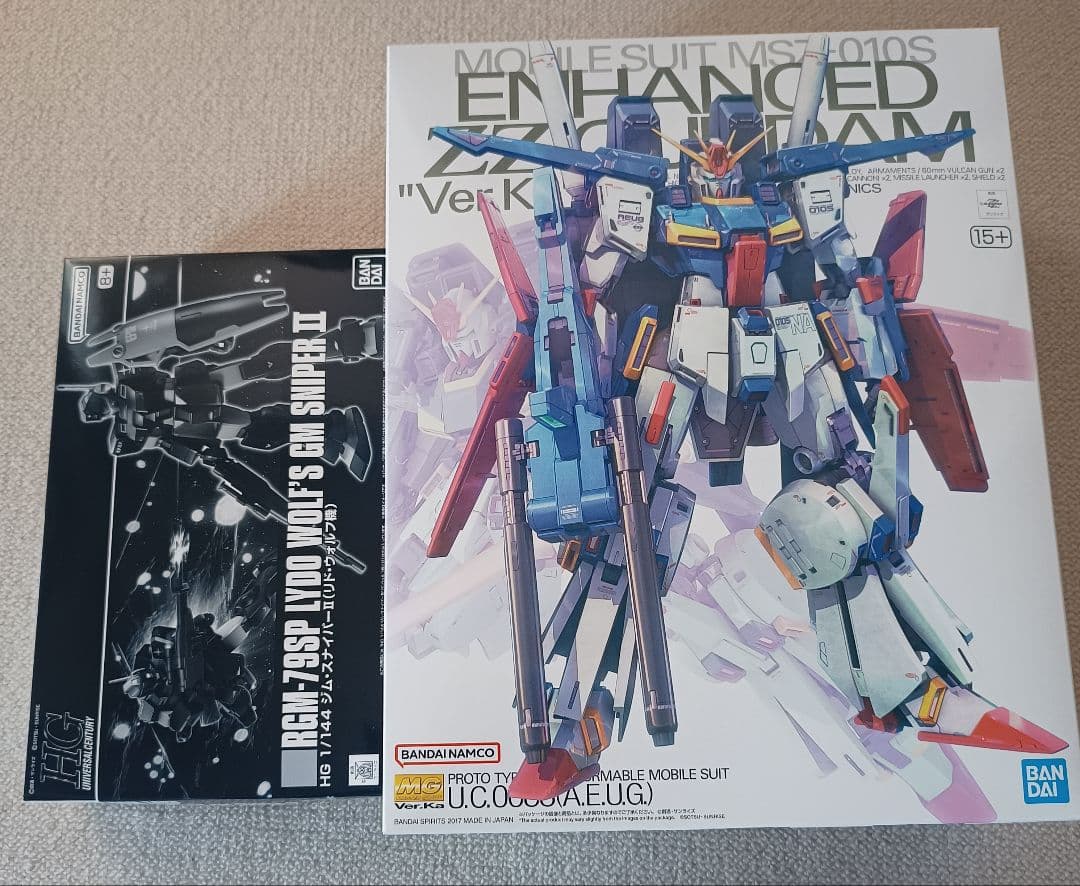 ＭＧ 強化型ZZガンダム Ver．Ka、HGジム・スナイパーＩＩリド・ウォルフ機