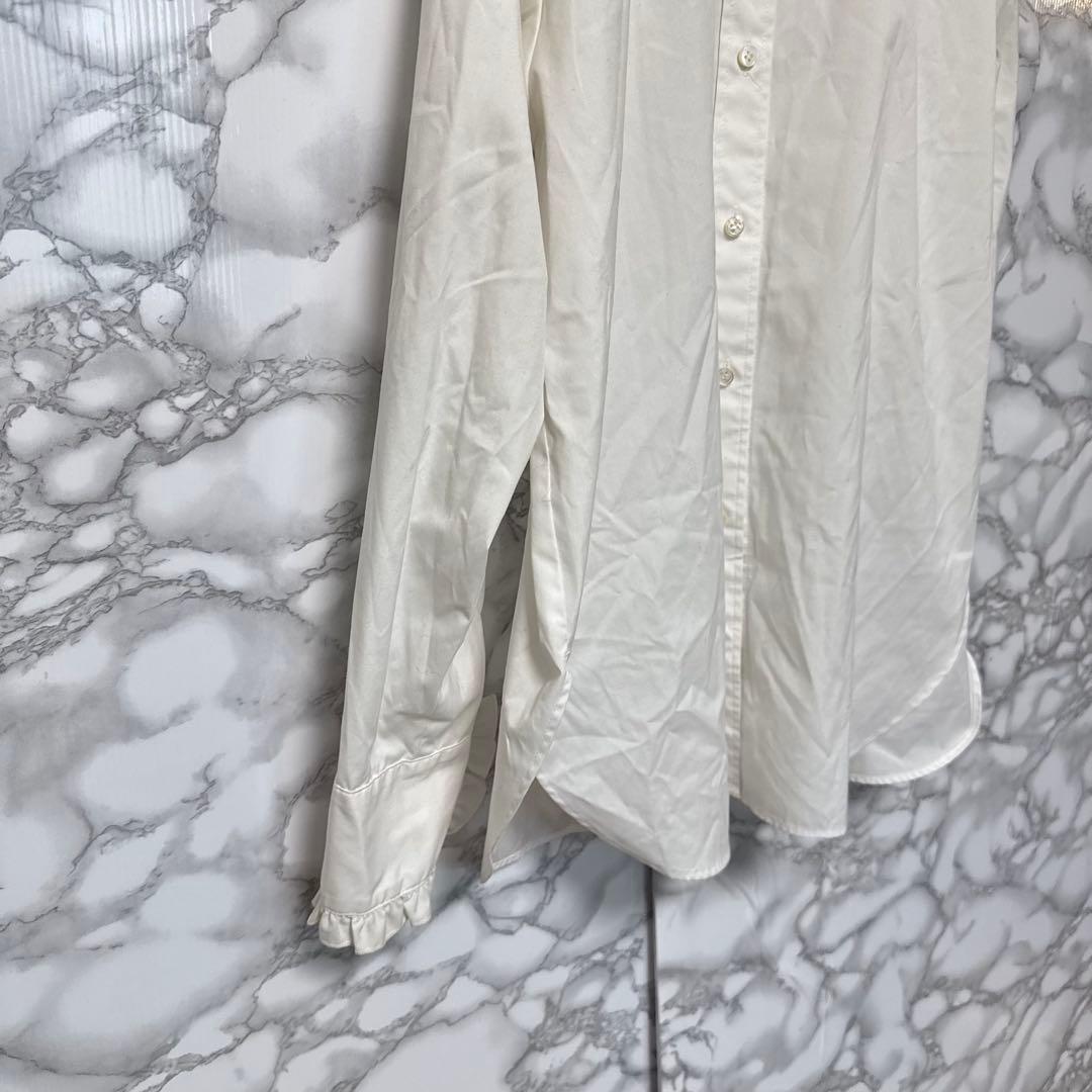 【OHGA】 オーガ フリル襟 ブラウス 長袖シャツ 袖フリル スタンドカラー