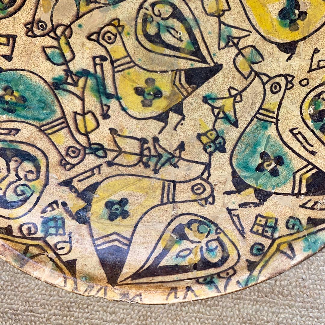 ペルシャ　鳥紋ラスター大皿　紀元前5世紀頃