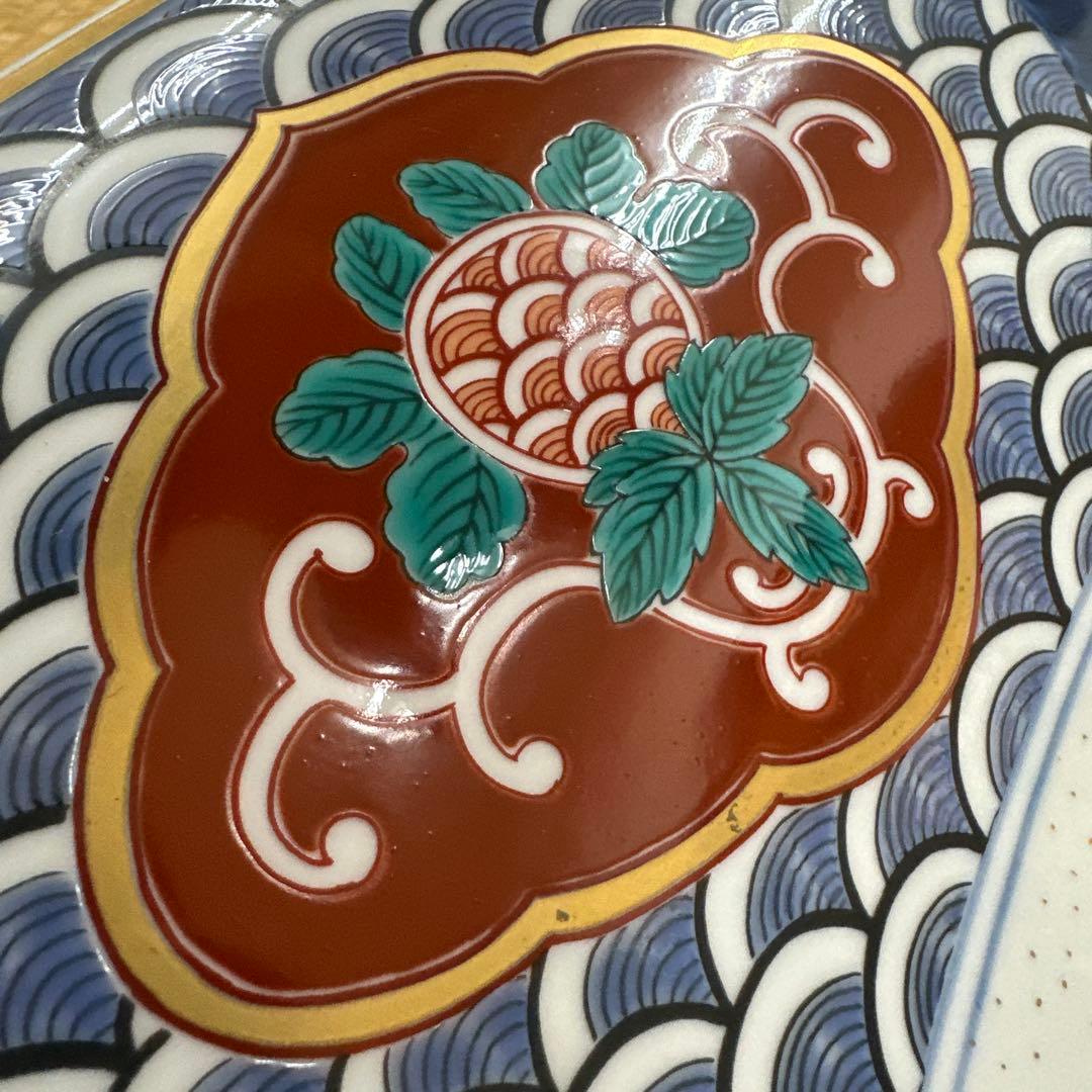 引き取り限定　神右衛門　染錦宝船絵　大皿　直径約98㎝　東な7-1220☆2F