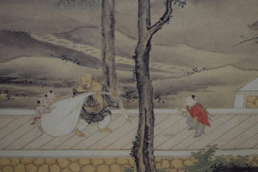 複製/橋本雅邦/七福神図/工芸/布袋屋掛軸HE-473