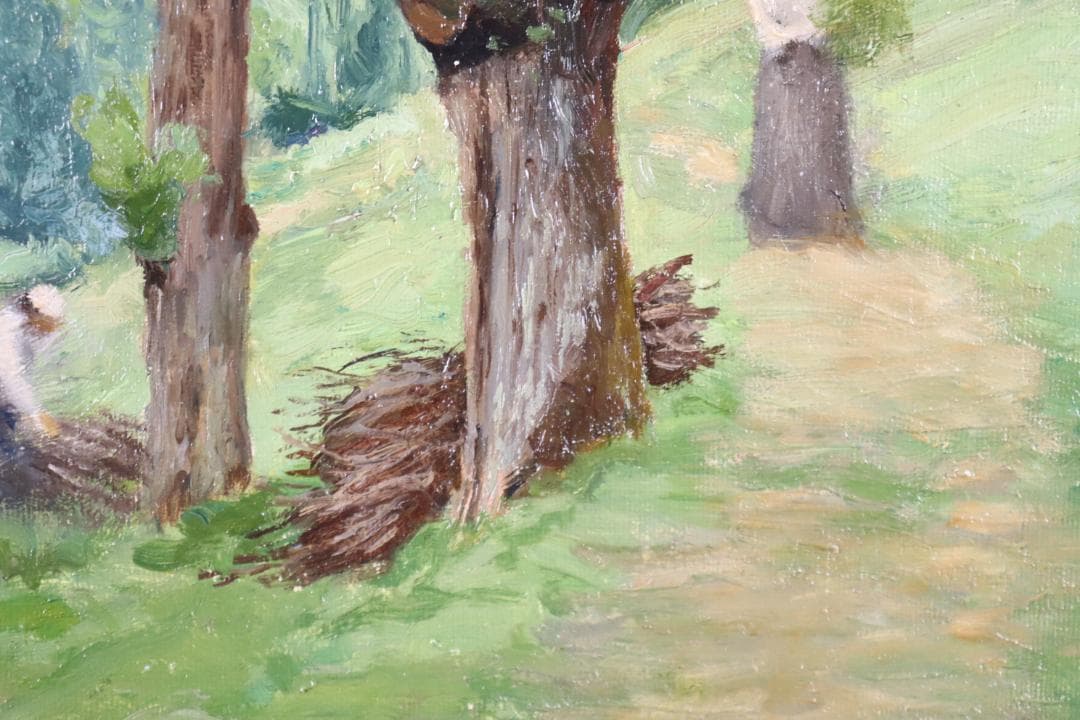 真作保証 19世紀古画 Charles-HenriQuinet 風景画油彩10号