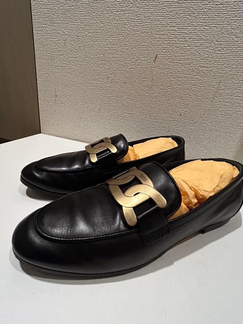 TOD'S 黒レザー ローファー 保存袋付き
