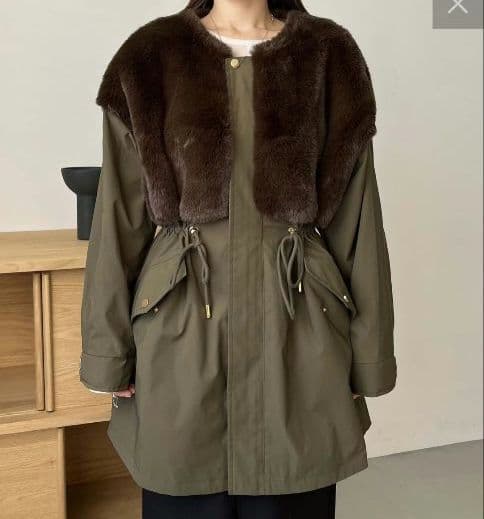 カプリシュレマージュ　ファードッキング　モッズコート　38　カーキ　ファーコート