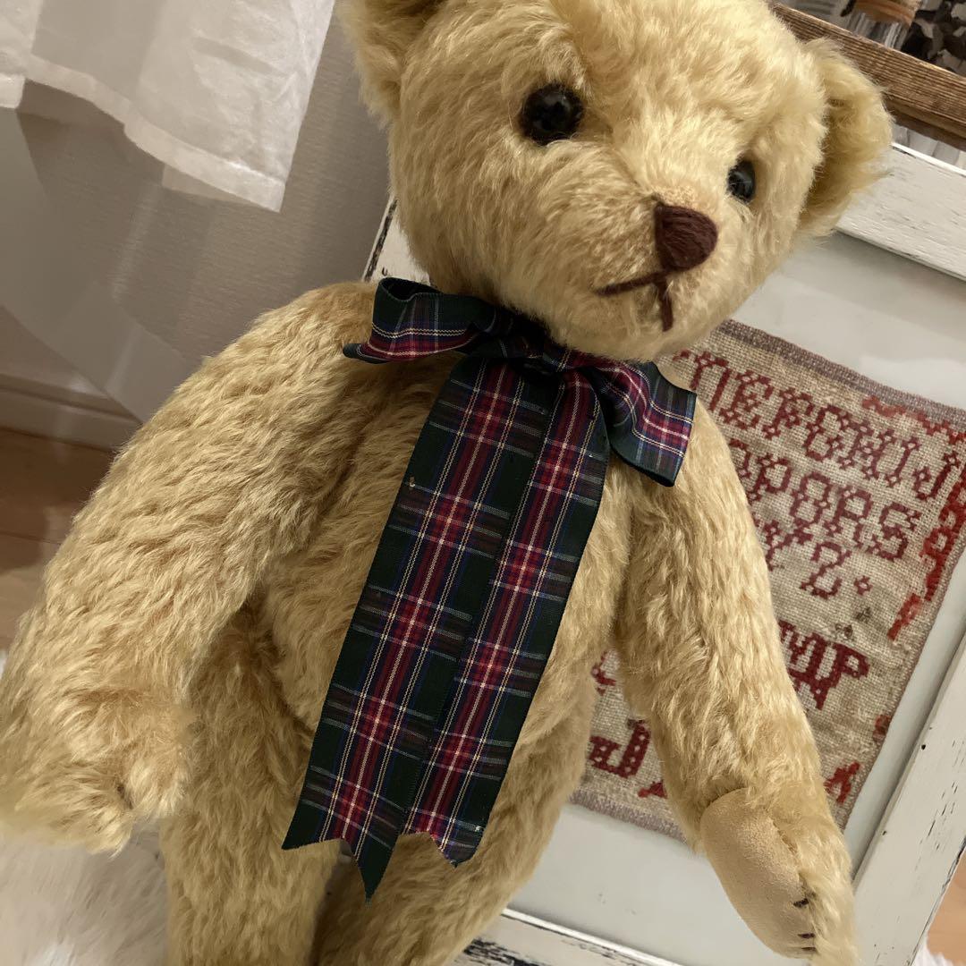 テディベア 30cm リボン ヴィンテージベア アンティークテディベア 蚤の市~