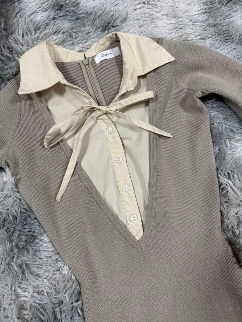 ダーリッチ 【Darich】シャツドッキングプリーツミニワンピース