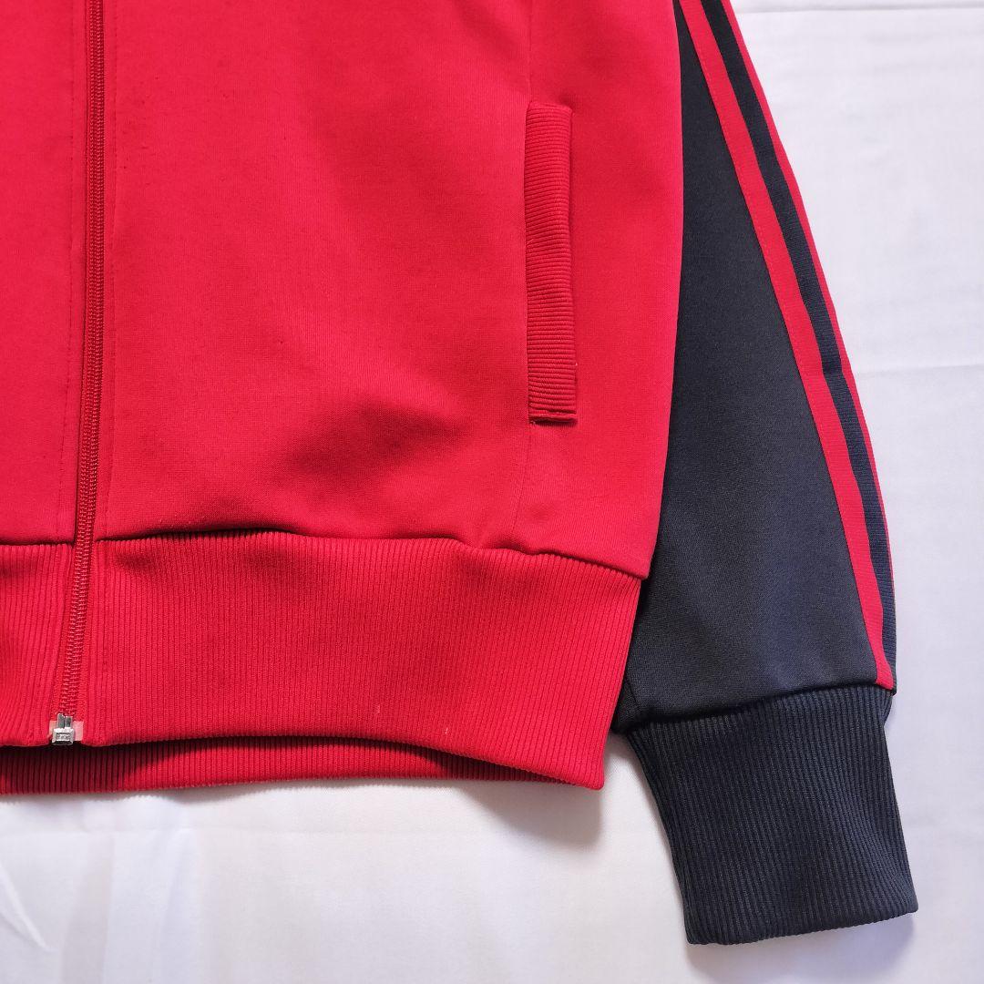 ★人気　アディダス　ジャージ　トラックジャケット　刺繍ロゴ　レッド×ブラックL