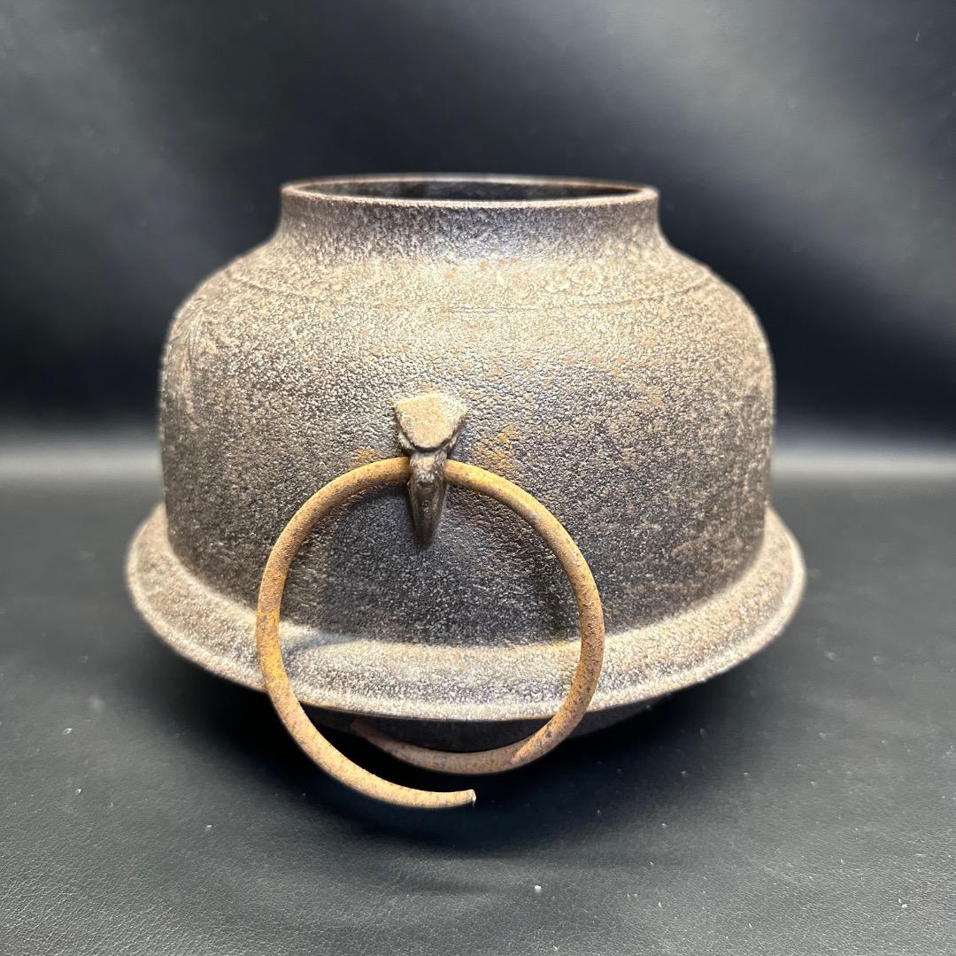 ♡Ed左1005 人間国宝 釜師 高橋敬典 真形羽釜 茶釜 釜釻 竹地紋