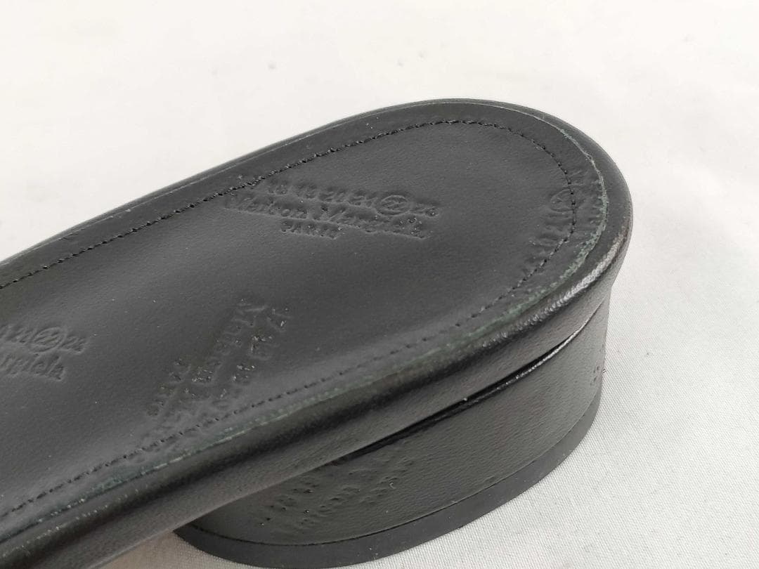 メゾンマルジェラ　レザー 4ステッチ サンダル ミュール　ブラック　37