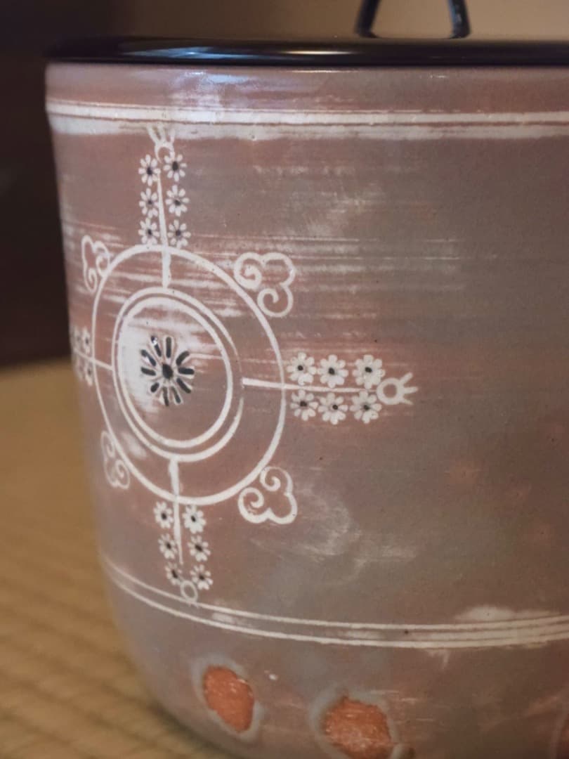 清水日呂志　御本狂言袴　水指　茶道具　箱付　時代物　Q2360