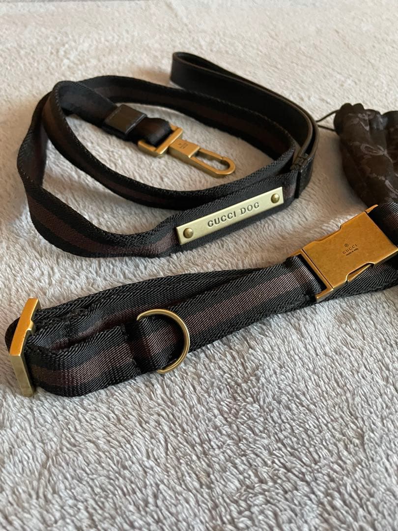 ⭐️新品・未使用⭐️GUCCI DOG 首輪& リード (ブラウン 調整可能)