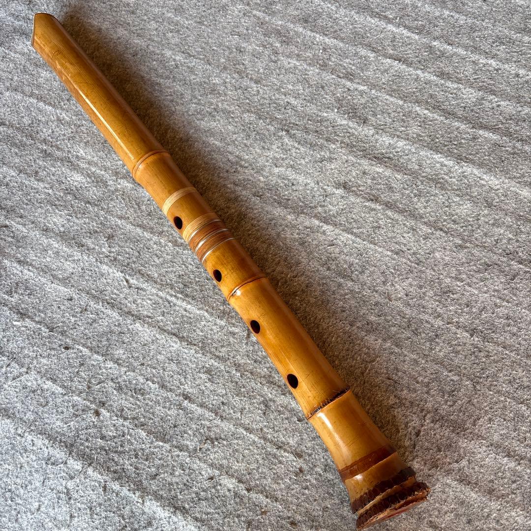 253⭐️尺八　一尺八寸管　真山銘三印歌口白金巻き