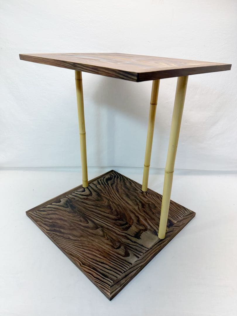 ほぼ未使用 茶道具 玄々斎好写 五行棚 焼杉 組み立式 紙箱