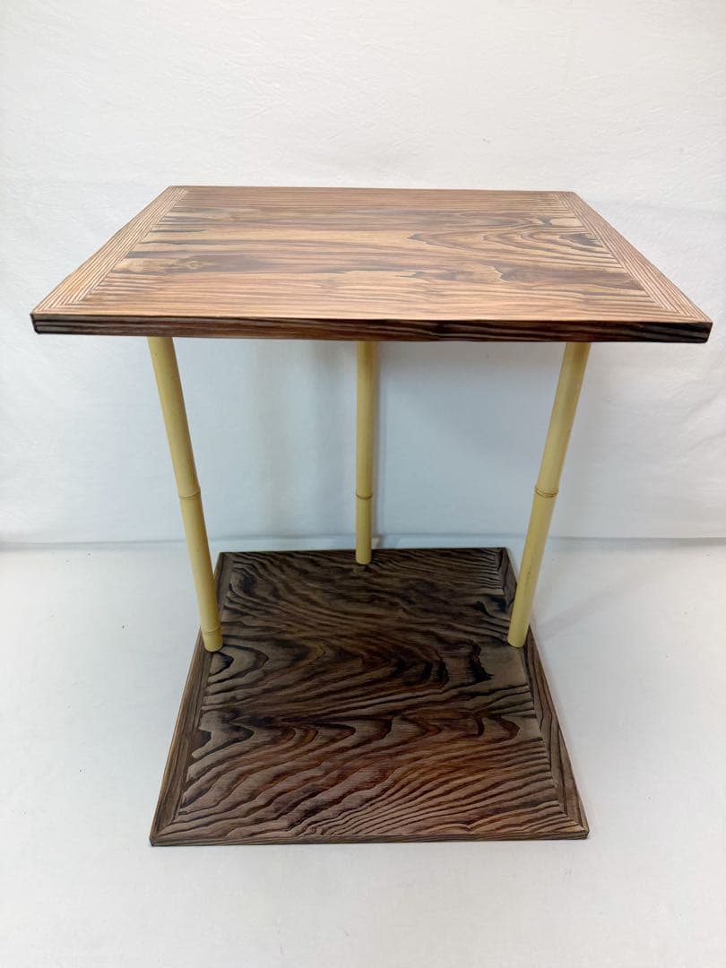 ほぼ未使用 茶道具 玄々斎好写 五行棚 焼杉 組み立式 紙箱