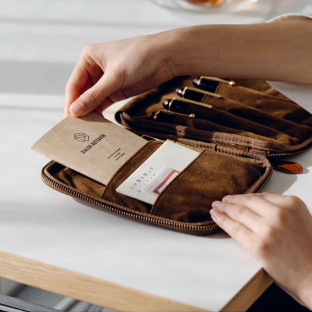 令*P様 &Liebe 「開くたびときめく」文具ポーチ スムースブラウン 栃木レ