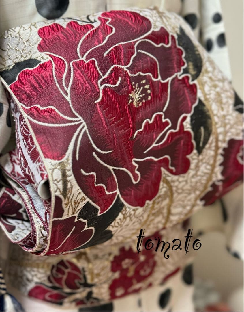 大人兵児帯【シャクヤク紅】【イチョウ】　のセット