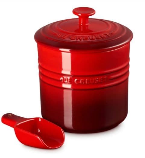 美品 LE CREUSET イエローペットフードコンテナースクープ付き13-49