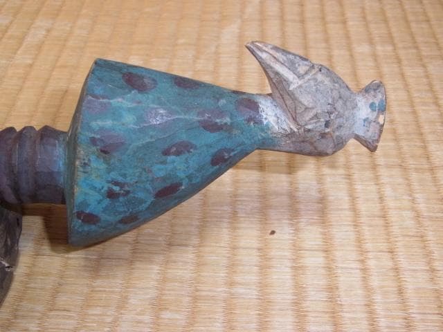 ◆コートジボワール、リマ辺り◆100年以上【民族仮面（マスク）緑黒の顔、頭に鳥