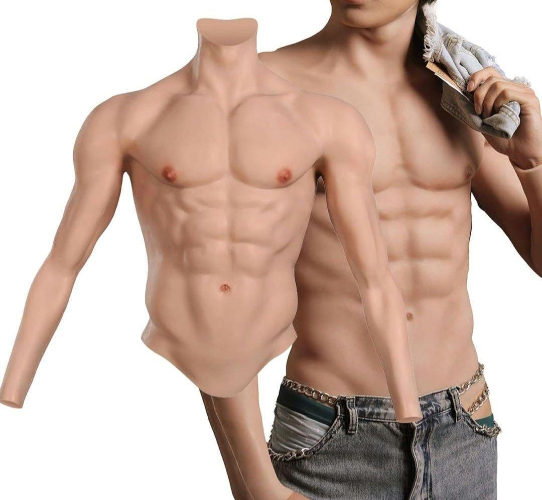 [EQAIWUJIE] 筋肉スーツ 腕のあるシリコーン胸筋 メンズL