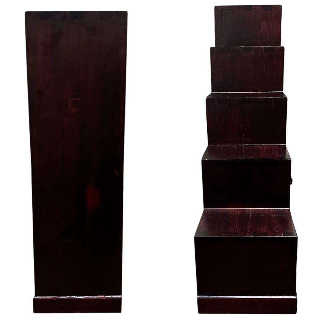 階段箪笥 古民家家具 アンティーク 小引出し 飾り棚 和箪笥 レトロモダン