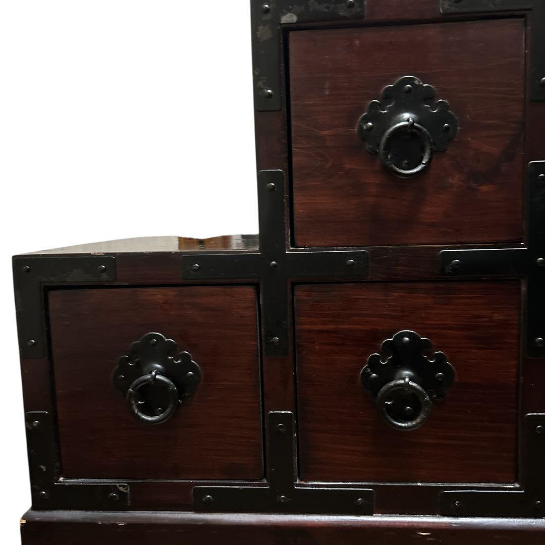 階段箪笥 古民家家具 アンティーク 小引出し 飾り棚 和箪笥 レトロモダン