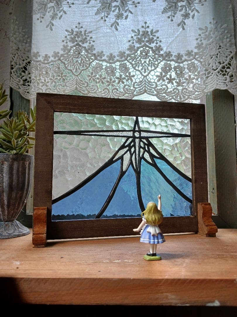 ステンドグラス　ダイヤモンド富士&パール富士