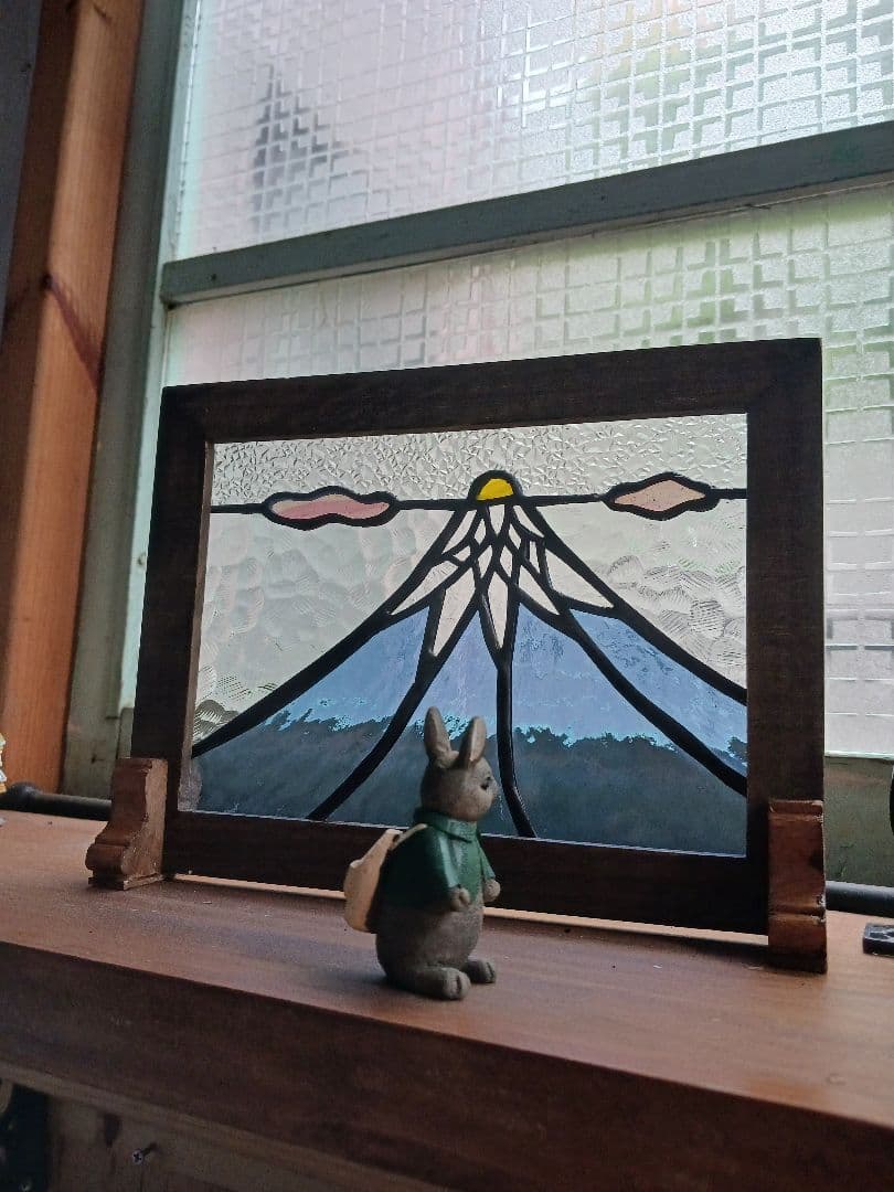 ステンドグラス　ダイヤモンド富士&パール富士