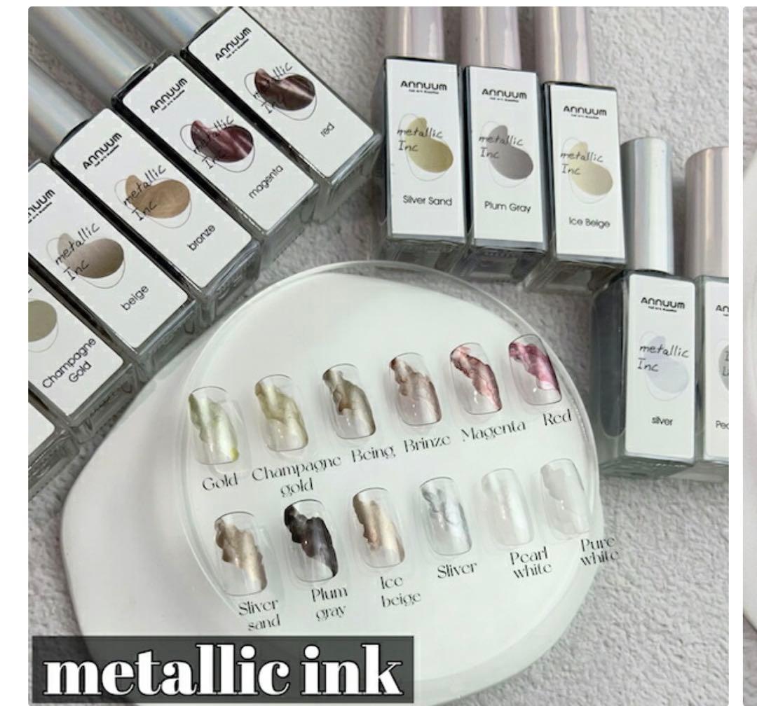 ANNUUM インクセット24色セットネイルアートニュアンスメタリックホワイト