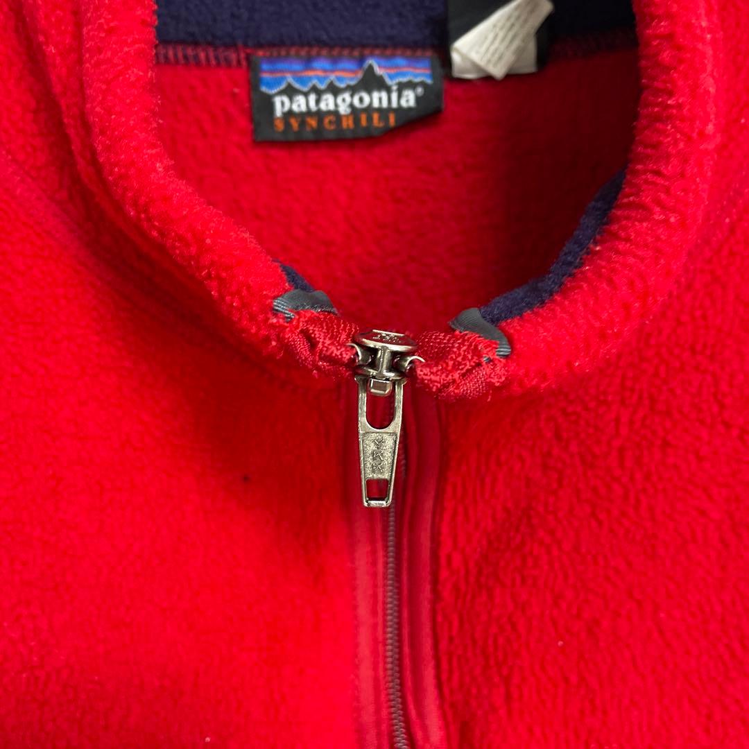 パタゴニア　USA製 90s シンチラベスト　刺繍ロゴ　フリース　XL