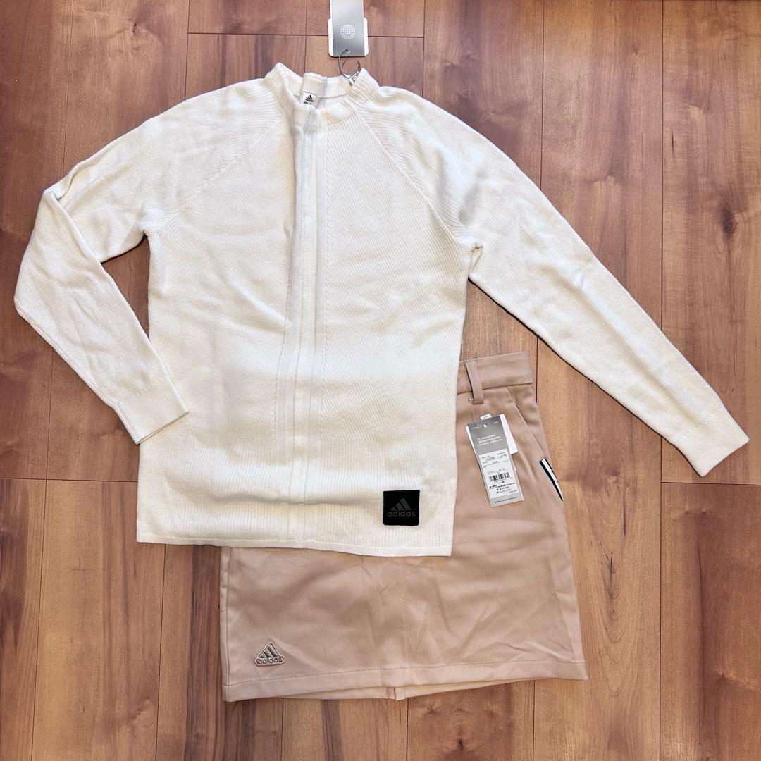 薄手ニット　ツイルスカート　ベージュ　春秋冬　セットアップ　スリーライン　新品