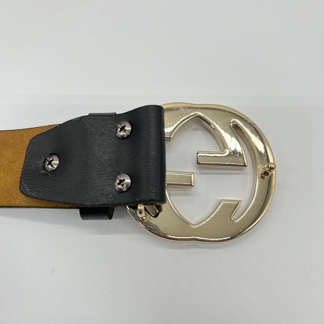 【美品】GUCCI インターロッキング ベルト 冠婚葬祭 ゴールド ブラック