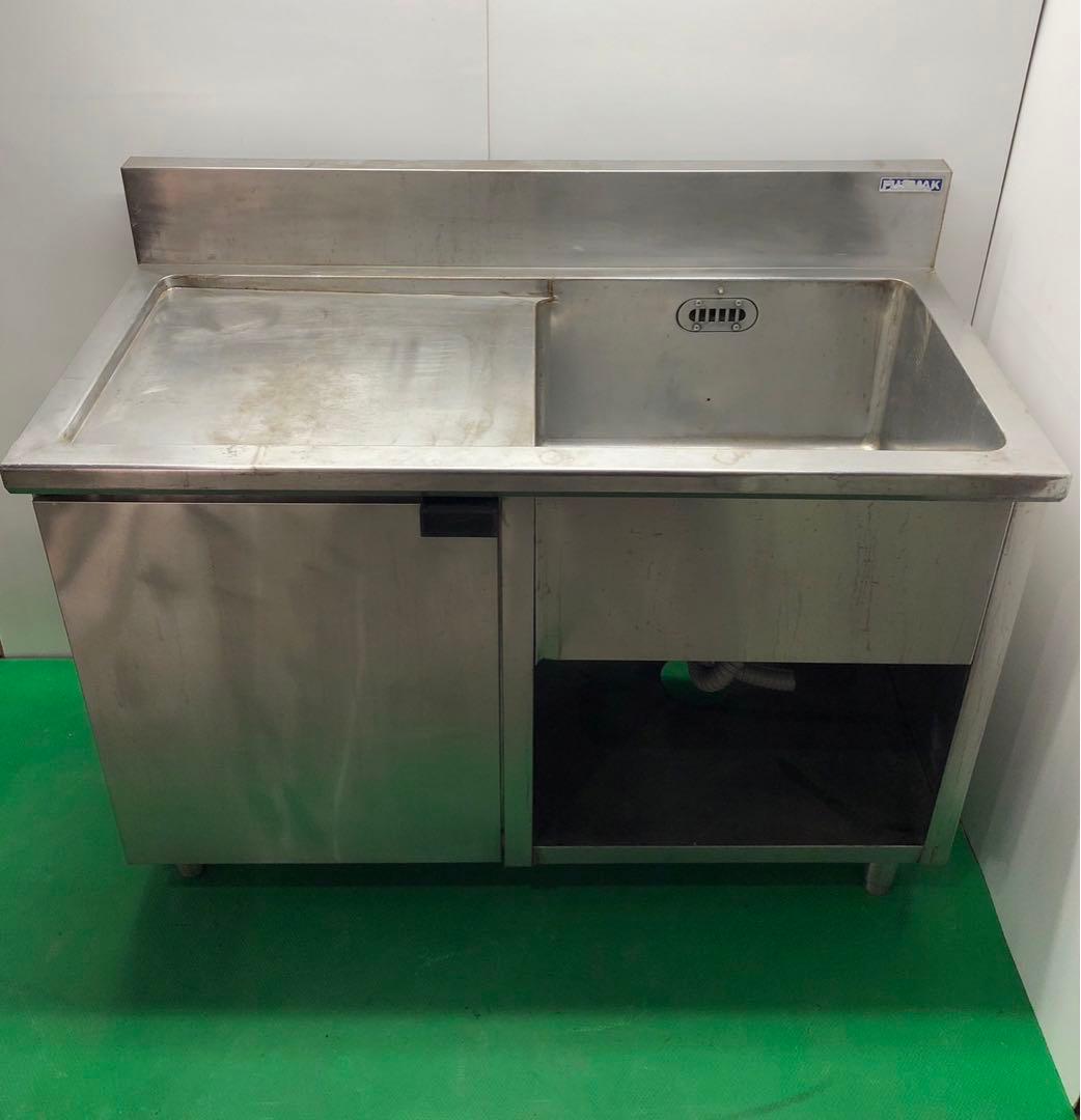 ☆地域限定送料無料☆一槽シンク　水切付　幅1200 ステンレス　業務用