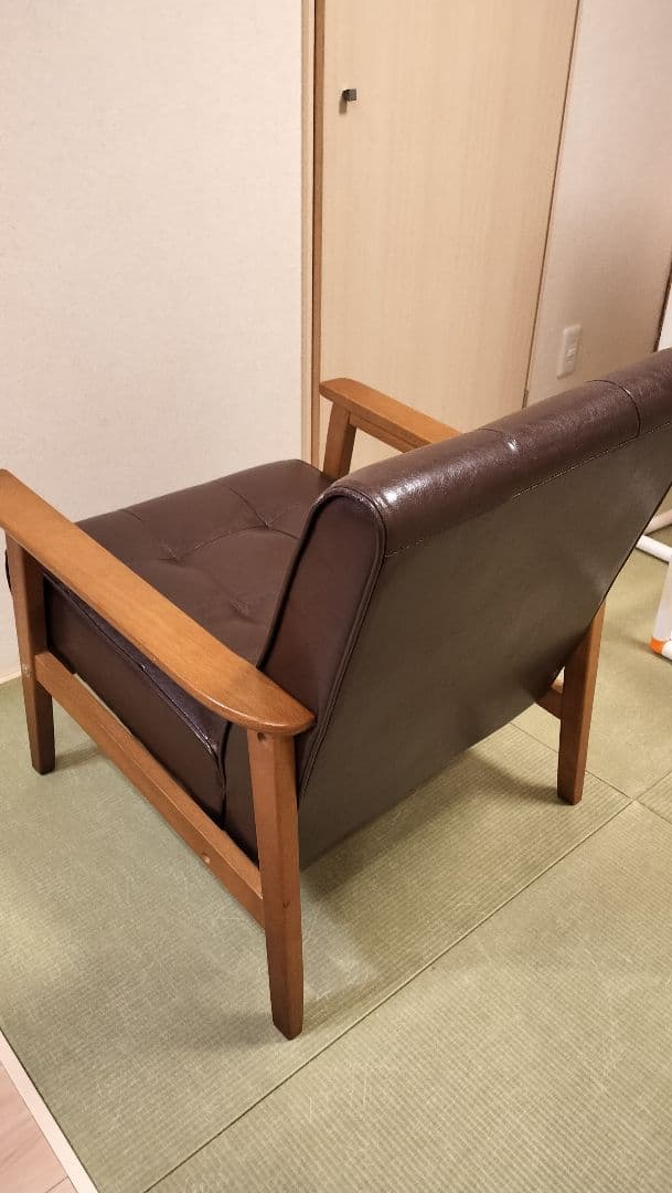 ブラウン 合成皮革 1人掛けソファ