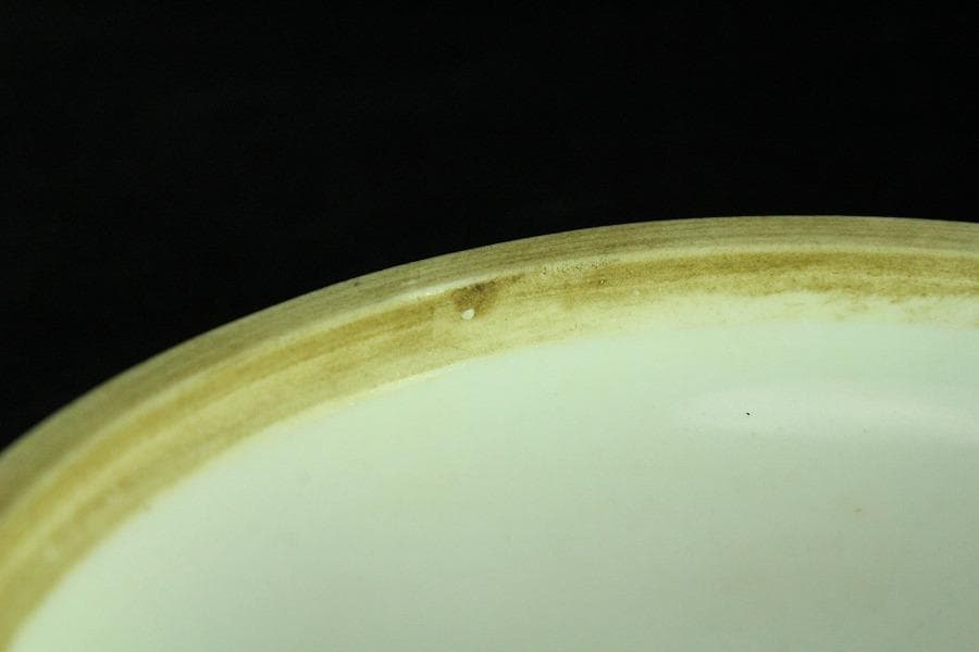 中国美術 墨絵 落 白磁香合 時代物(K-A723)