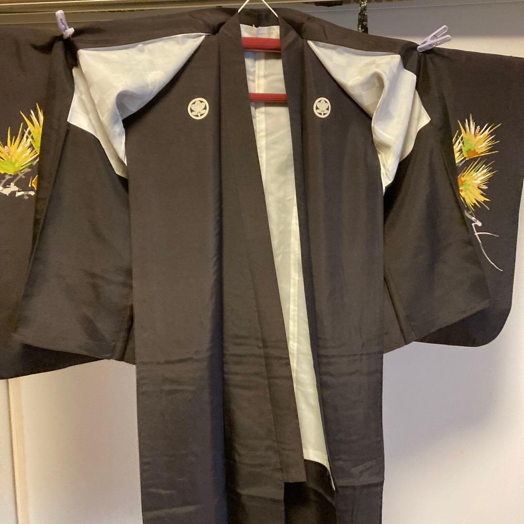 七五三　日本製　羽二重　宮参り　3点セット　5歳用　家紋あり