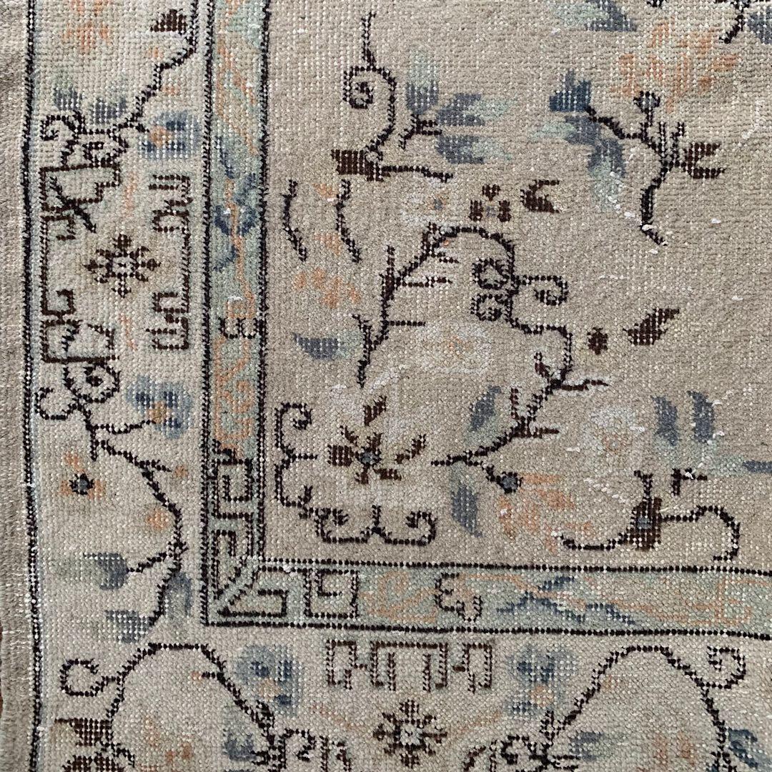 シノワズリ218×117 トルコヴィンテージラグ　ベージュ　オレンジ　トルコラグ