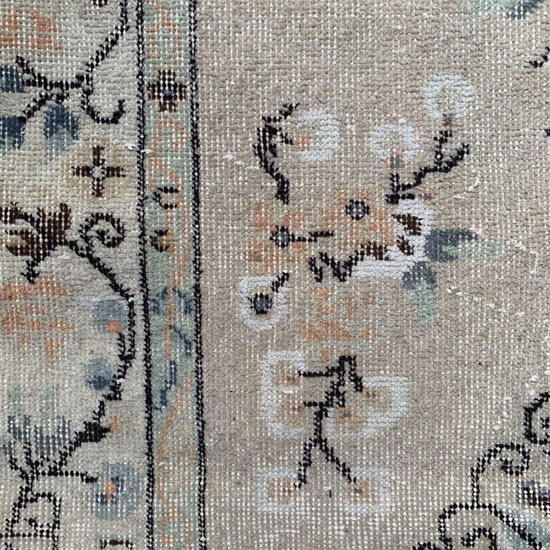 シノワズリ218×117 トルコヴィンテージラグ　ベージュ　オレンジ　トルコラグ