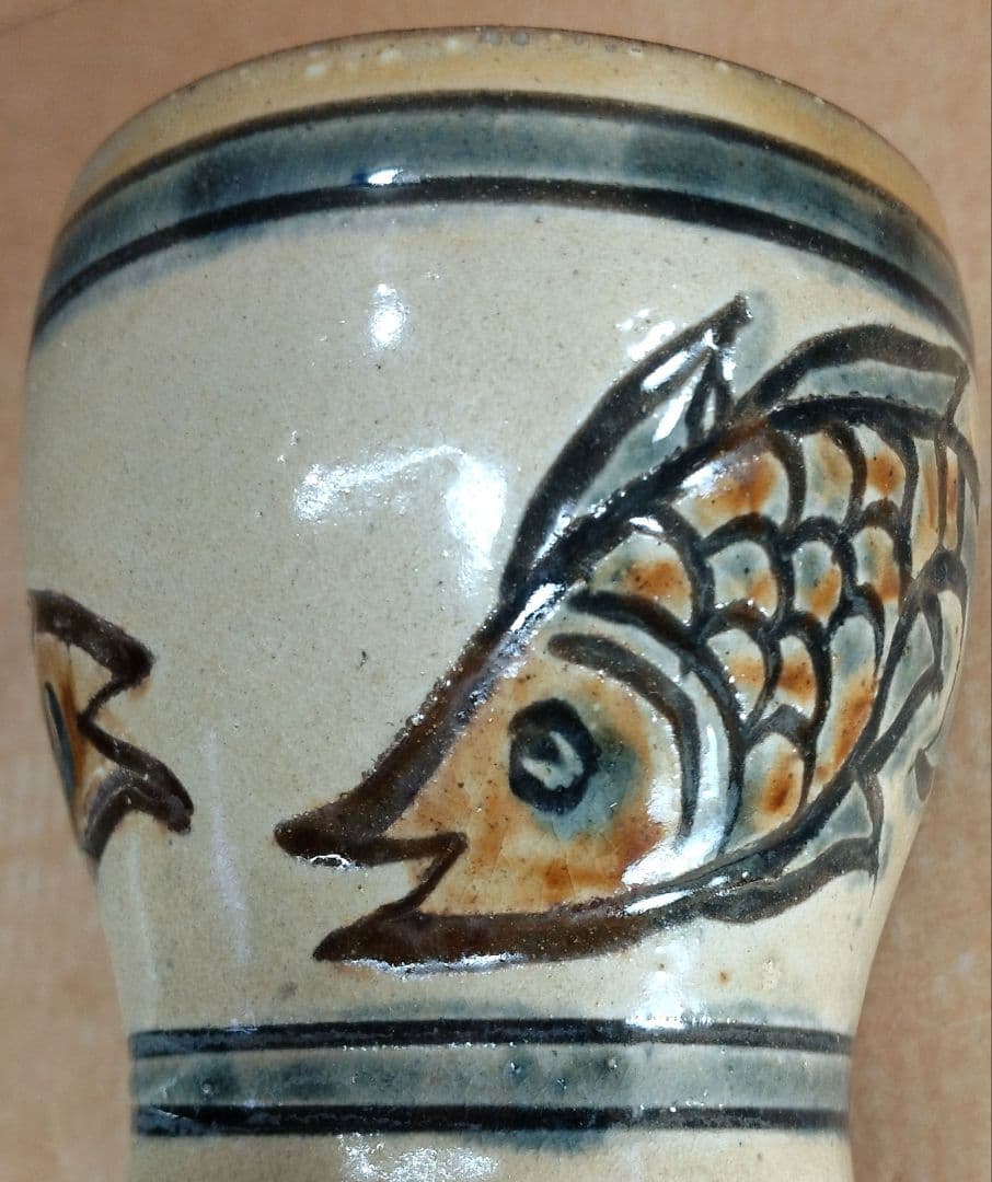 最高傑作【本物保証】人間国宝 金城次郎 壷屋焼ゴブレット 栞 共箱 美品 壺屋焼