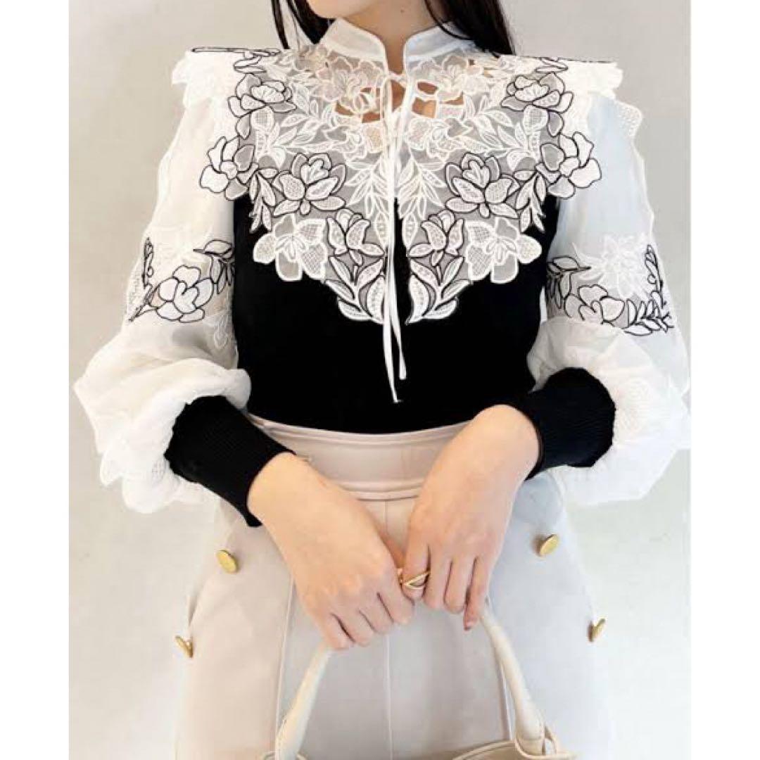 SNIDEL スナイデル レースカラー ニット プルオーバー トップス