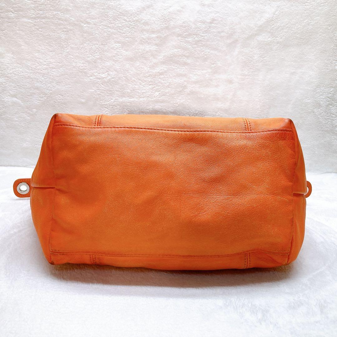 ✨美品✨ロンシャン ル プリアージュ オールレザー 2wayバッグ オレンジ